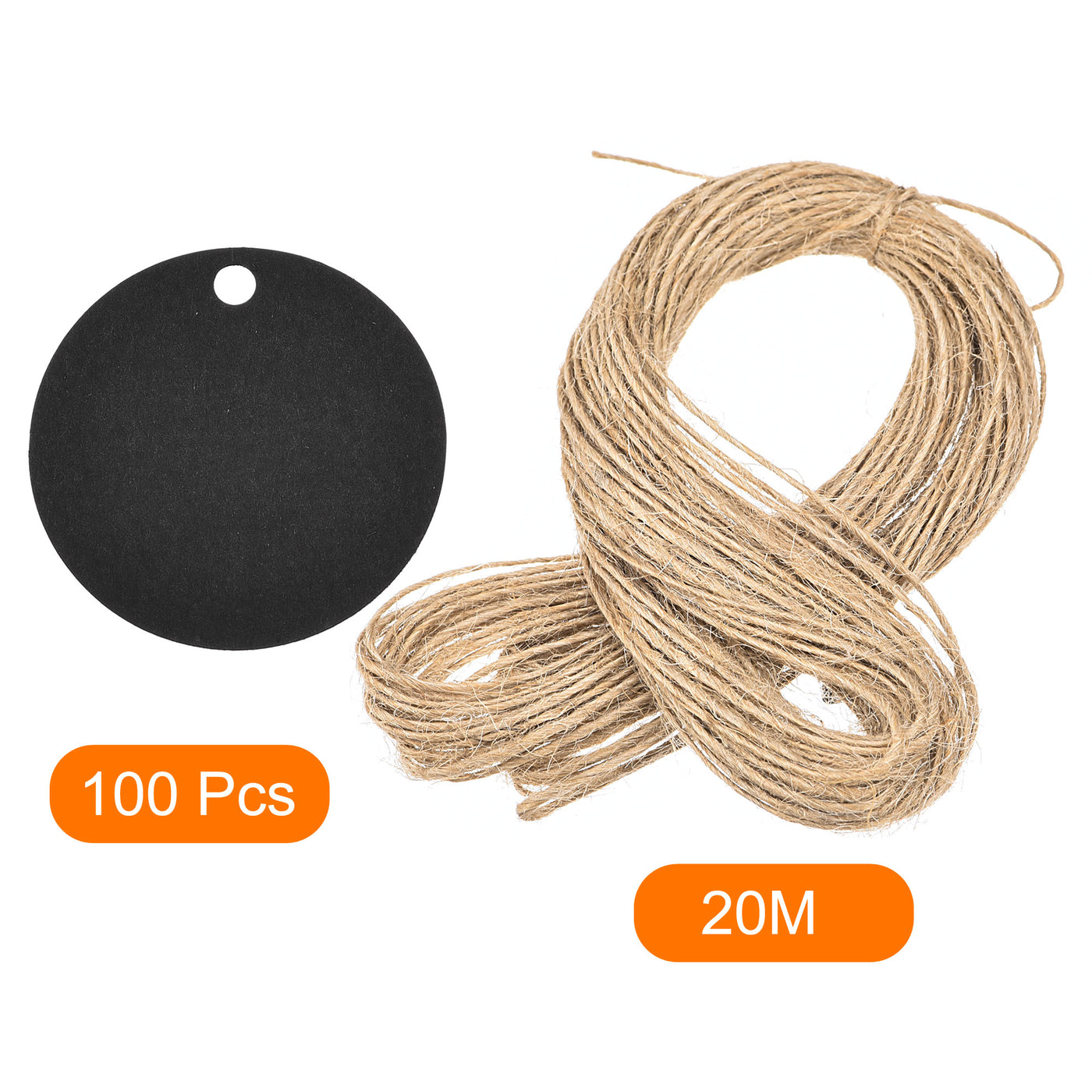 Harfington Round Paper Gift Tags with Twine Rope khaki 40mm Length 65.6 Feet 100pcs