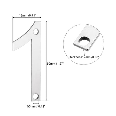 Harfington Uxcell 2 Inch 304 Stainless Steel House Number Polishing for Door Mailbox(Number 2)