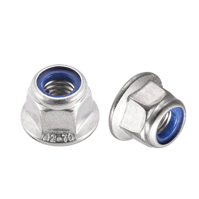 Harfington Uxcell Nylon Insert Hex Lock Nuts with Flange, 304 Stainless Steel for Industrial