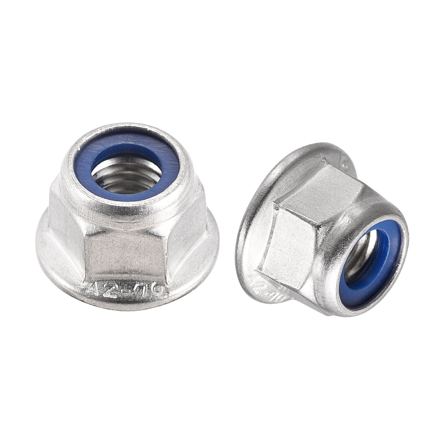 uxcell Uxcell Nylon Insert Hex Lock Nuts with Flange, 304 Stainless Steel for Industrial