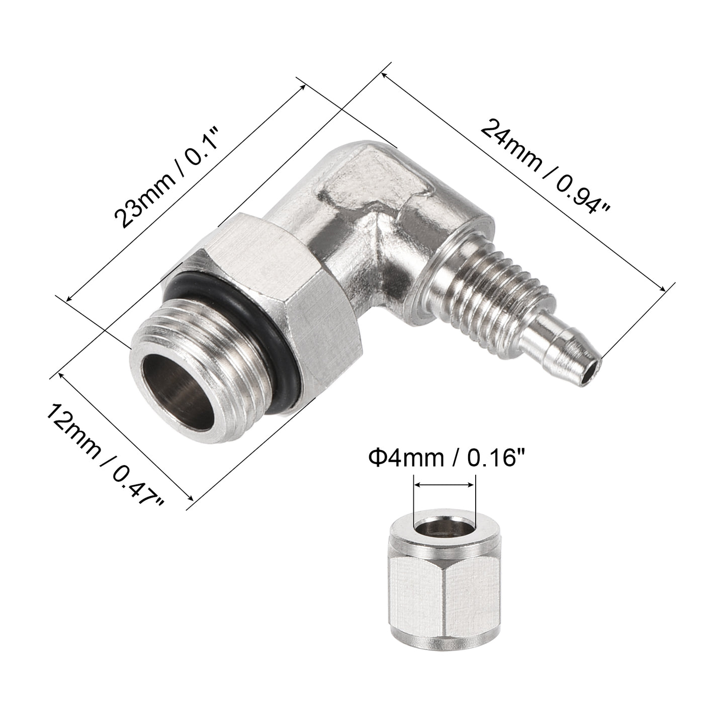 Harfington Elbow Tube Fitting Fit for Tube OD Nickel-plated Copper Adapter Fitting