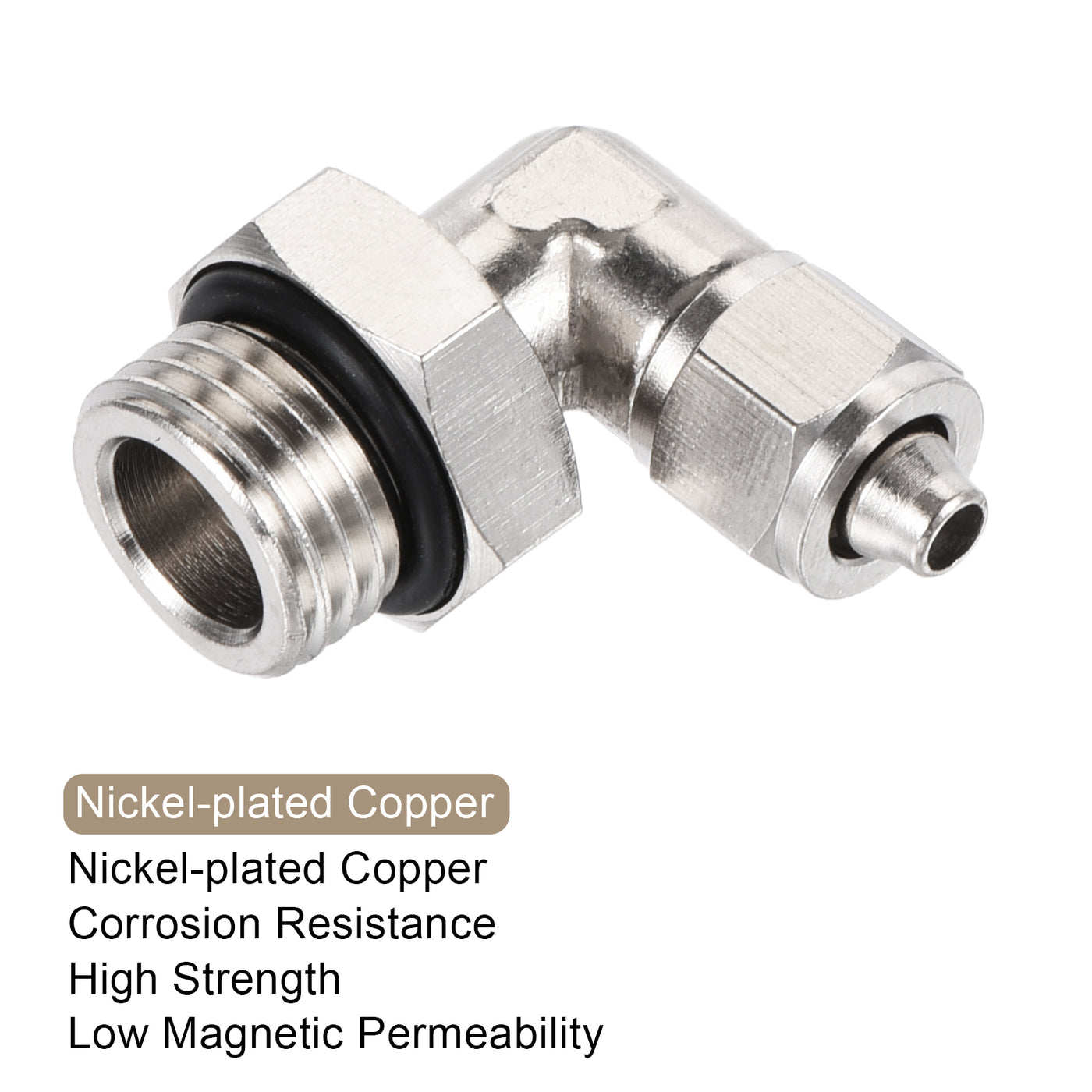 Harfington Elbow Tube Fitting Fit for Tube OD Nickel-plated Copper Fitting