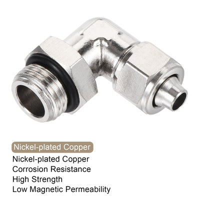 Harfington Elbow Tube Fitting Fit for Tube OD Nickel-plated Copper Fitting