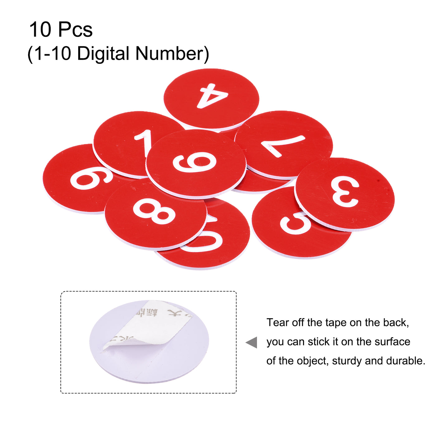 Harfington Plastic Number Tag, Digital Tags Sign Tag Acrylic Engraved with Self-Adhesive