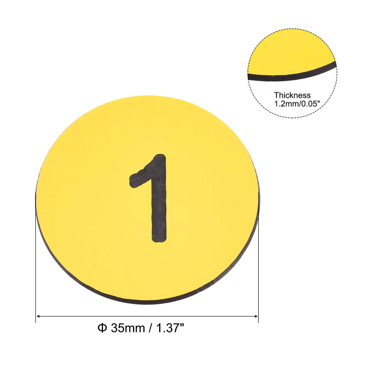 Harfington Plastic Number Tag, 1-10 Digital Tags Sign Tag Acrylic Engraved Yellow with Self-Adhesive, Pack of 10