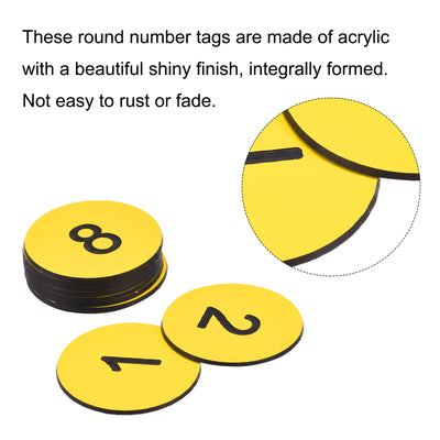 Harfington Plastic Number Tag, 1-10 Digital Tags Sign Tag Acrylic Engraved Yellow with Self-Adhesive, Pack of 10