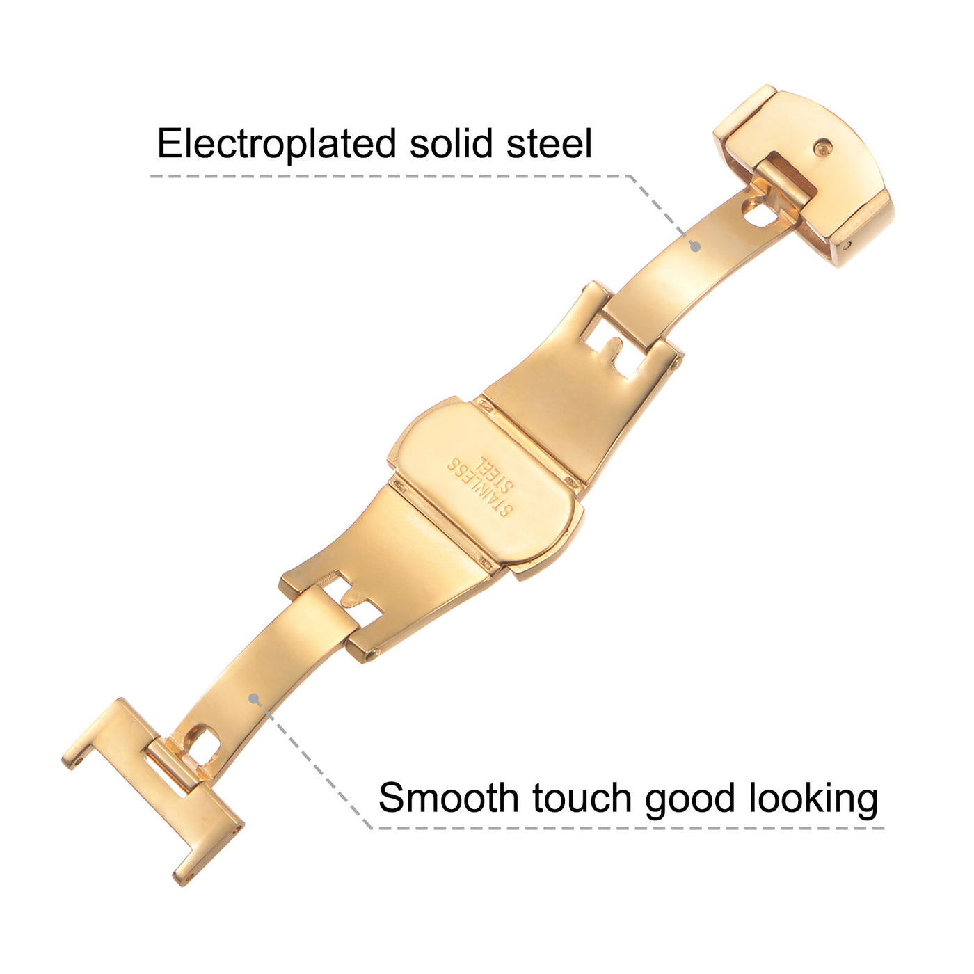 Uxcell Uxcell Folding Watch Clasp Push Button for 16mm Leather Watchband Gold Pink