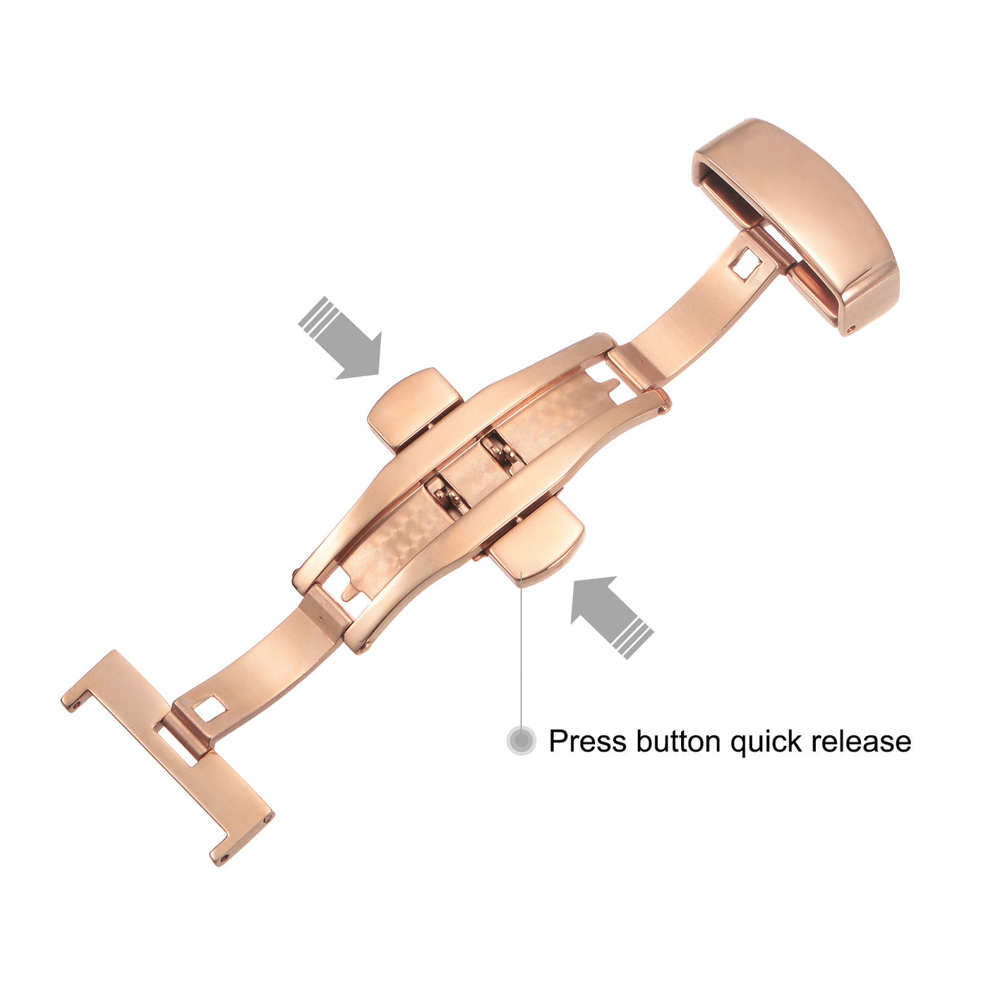 Uxcell Uxcell Folding Watch Clasp Push Button for 16mm Leather Watchband Gold Pink