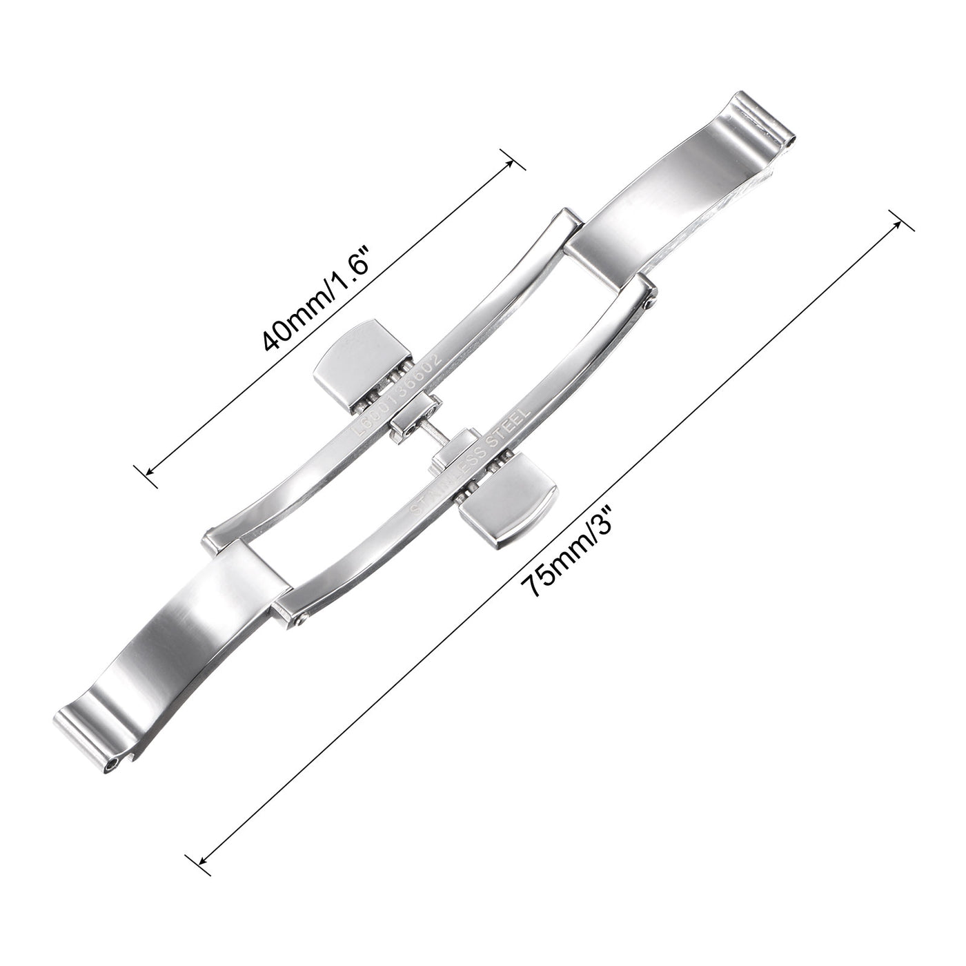 Uxcell Uxcell 21mm Folding Clasp Push Button 6mm Install Width for Steel Watchband Silver Tone