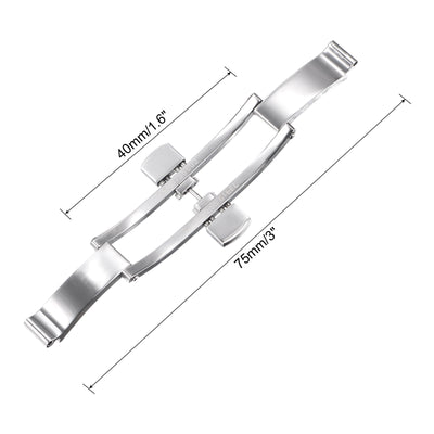 Harfington Uxcell 21mm Folding Clasp Push Button 6mm Install Width for Steel Watchband Silver Tone