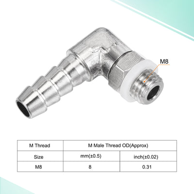 Harfington Nickel-plated Copper Hose Barb Fittings Elbow Barbed Male Thread Right Angle Pipe Connector with Washer
