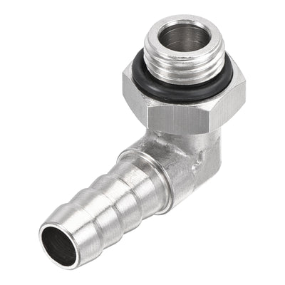 Harfington Nickel-plated Copper Hose Barb Fitting Elbow 8mm Barbed M12x1.25 Male Thread Right Angle Pipe Connector with O-Ring