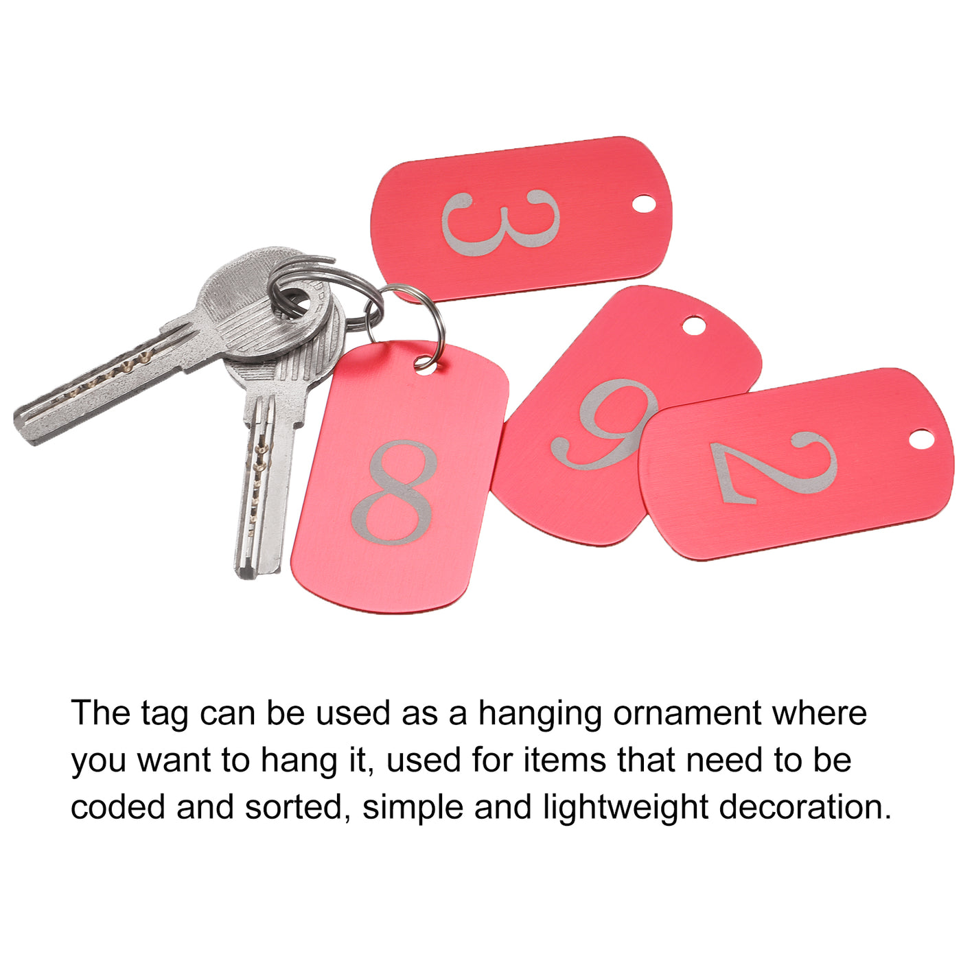 Harfington Aluminum Key Tag, Number Tag, Tag with Ring Rectangle for Decoration