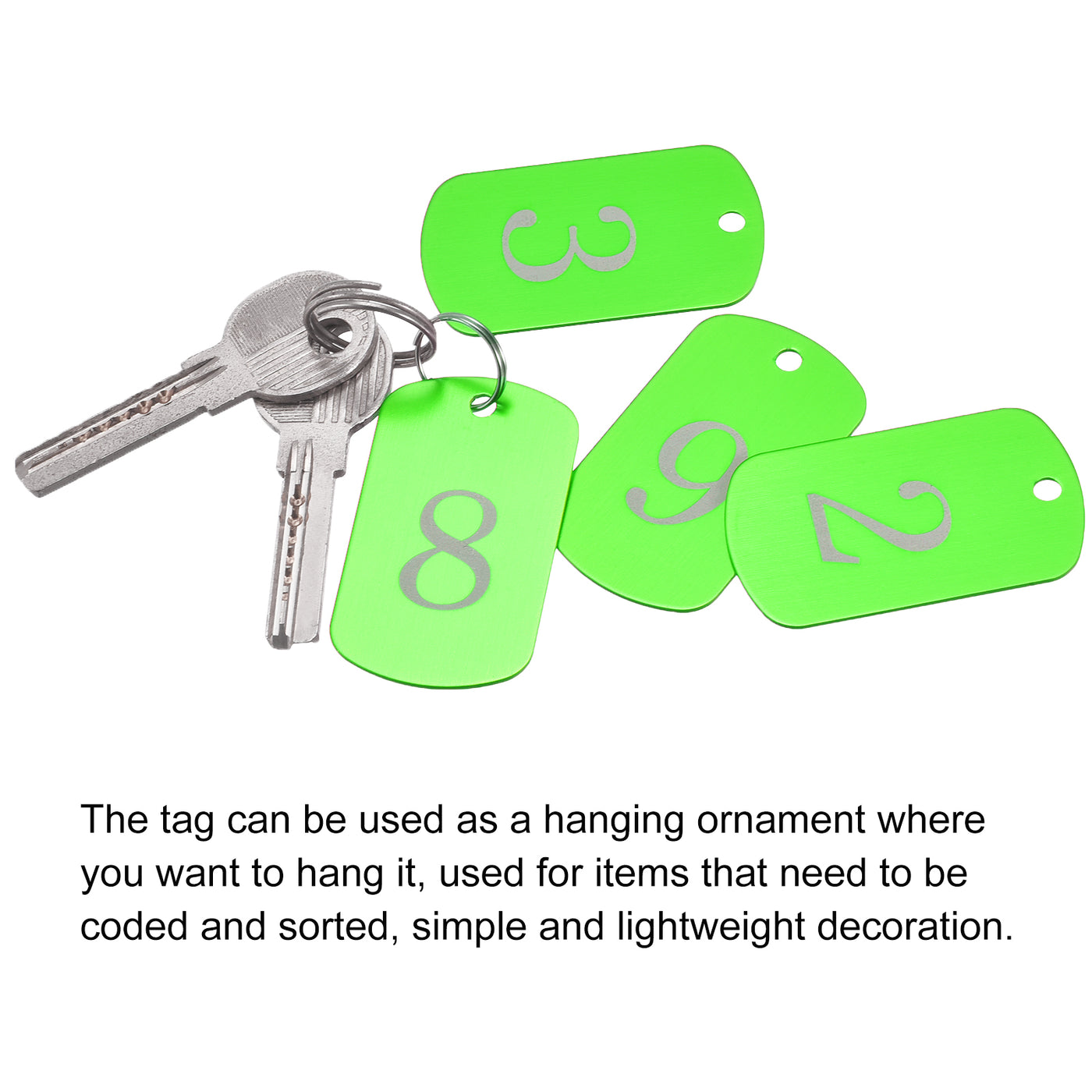 Harfington Aluminum Metal Key Tag, Number Tag, ID Tag with Ring Rectangle Blank for Decoration