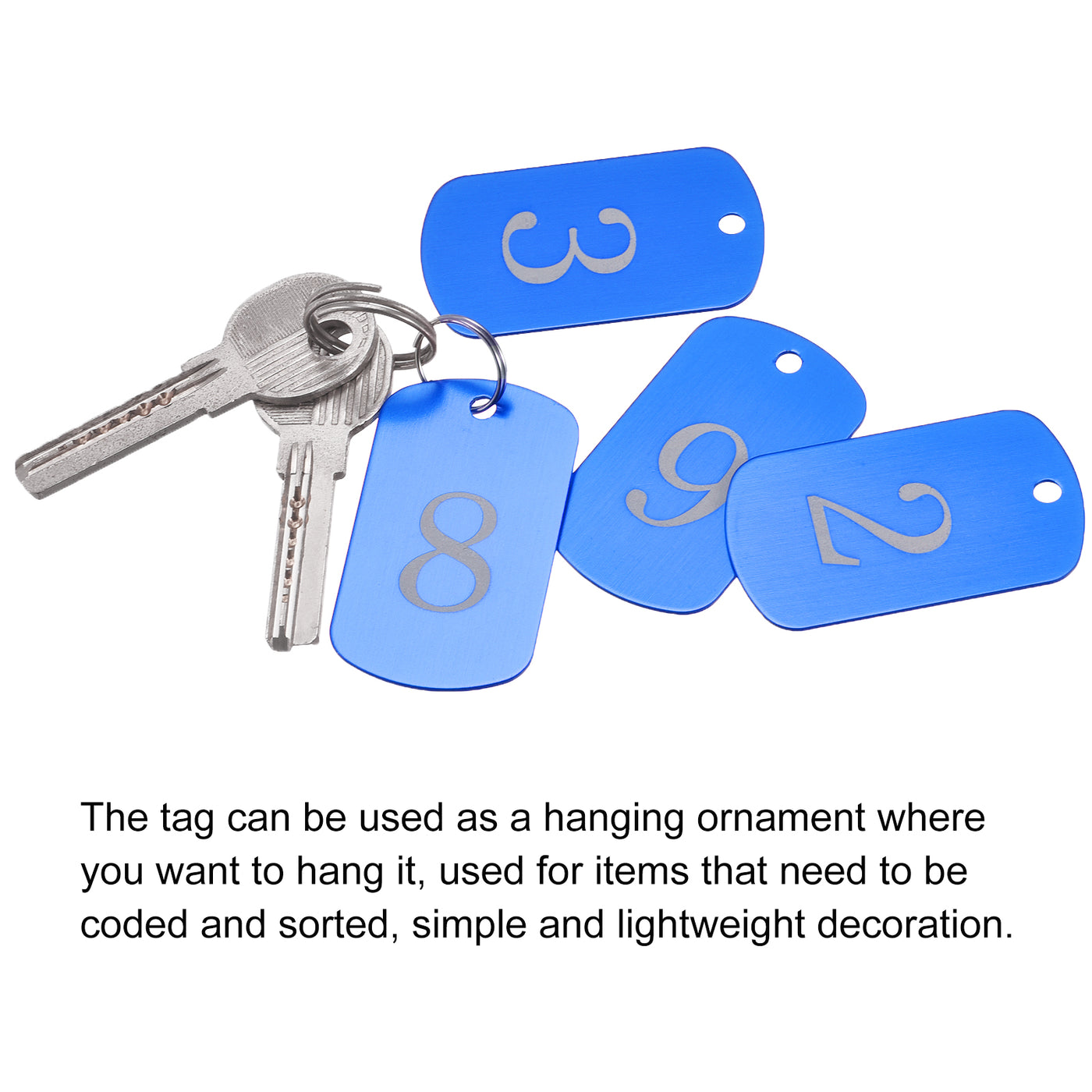 Harfington Aluminum Key Tag, Number Tag, ID Tag with Ring Rectangle for Decoration