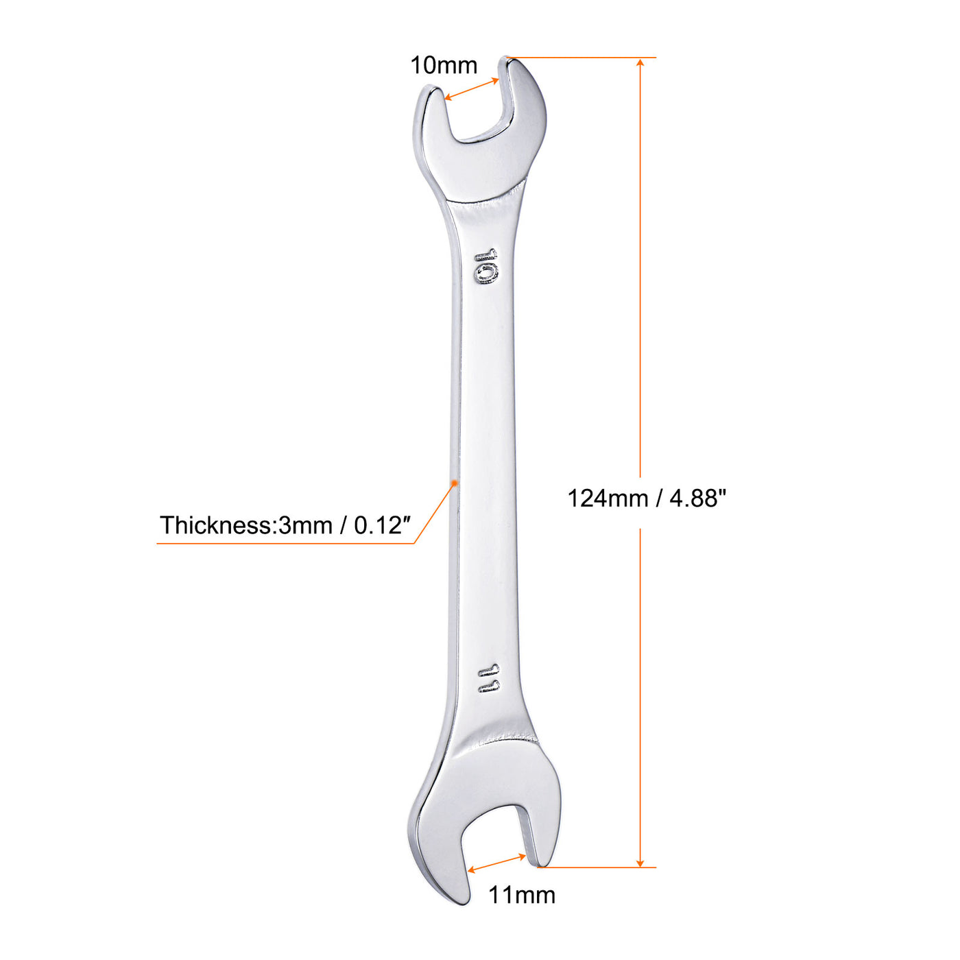 uxcell Uxcell Thin Open End Wrench, Metric Chrome Plated High Carbon Steel