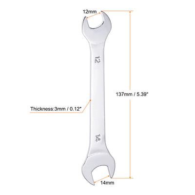 Harfington Uxcell Thin Open End Wrench, Metric Chrome Plated High Carbon Steel