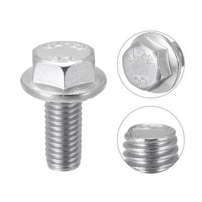 Harfington Uxcell Hex Serrated Flange Screw, Metric Thread 304 Stainless Steel Bolt
