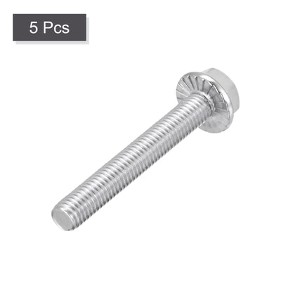 Harfington Uxcell Hex Serrated Flange Screw, Metric Thread 304 Stainless Steel Bolt