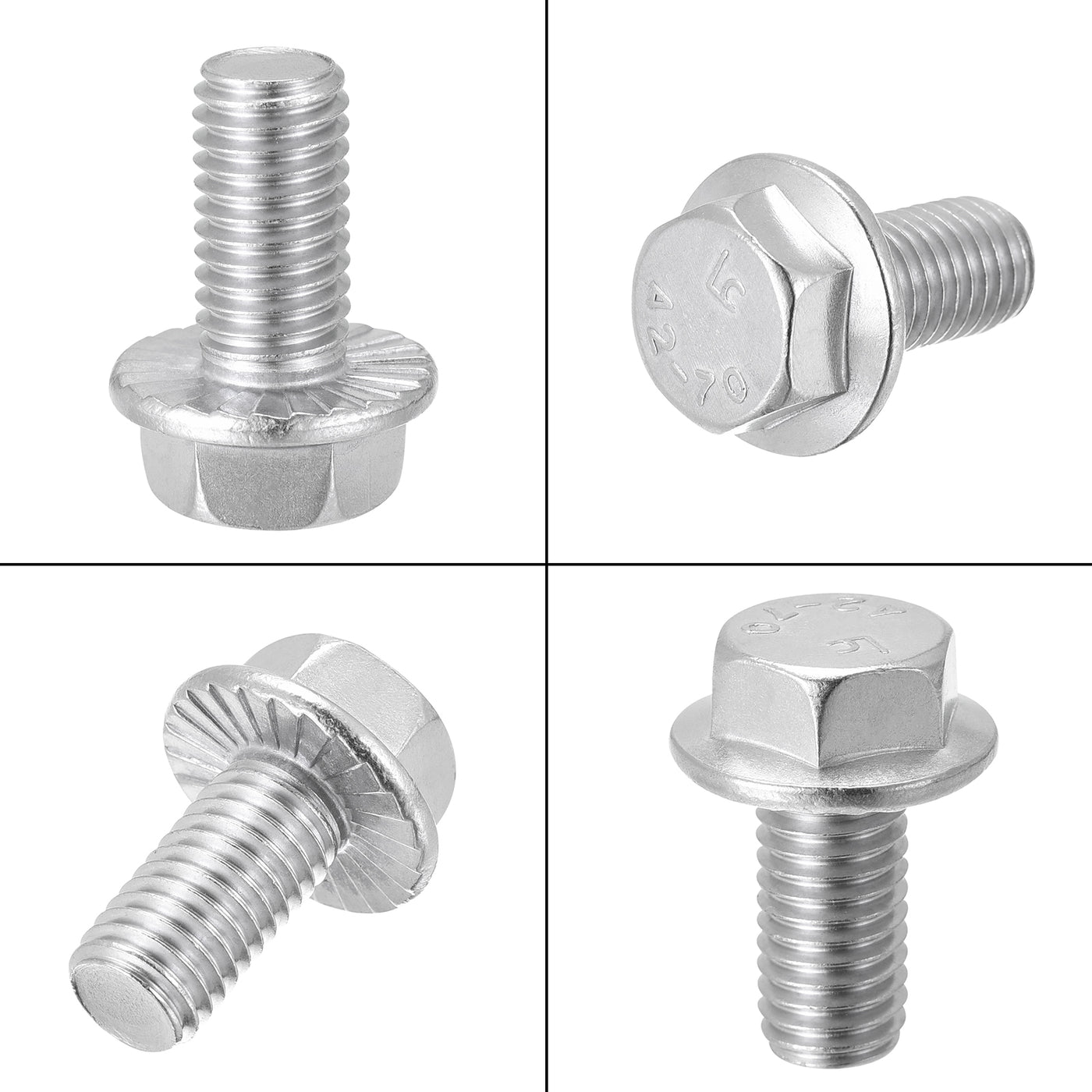 uxcell Uxcell Hex Serrated Flange Bolts Screws Metric Thread 304 Stainless Steel