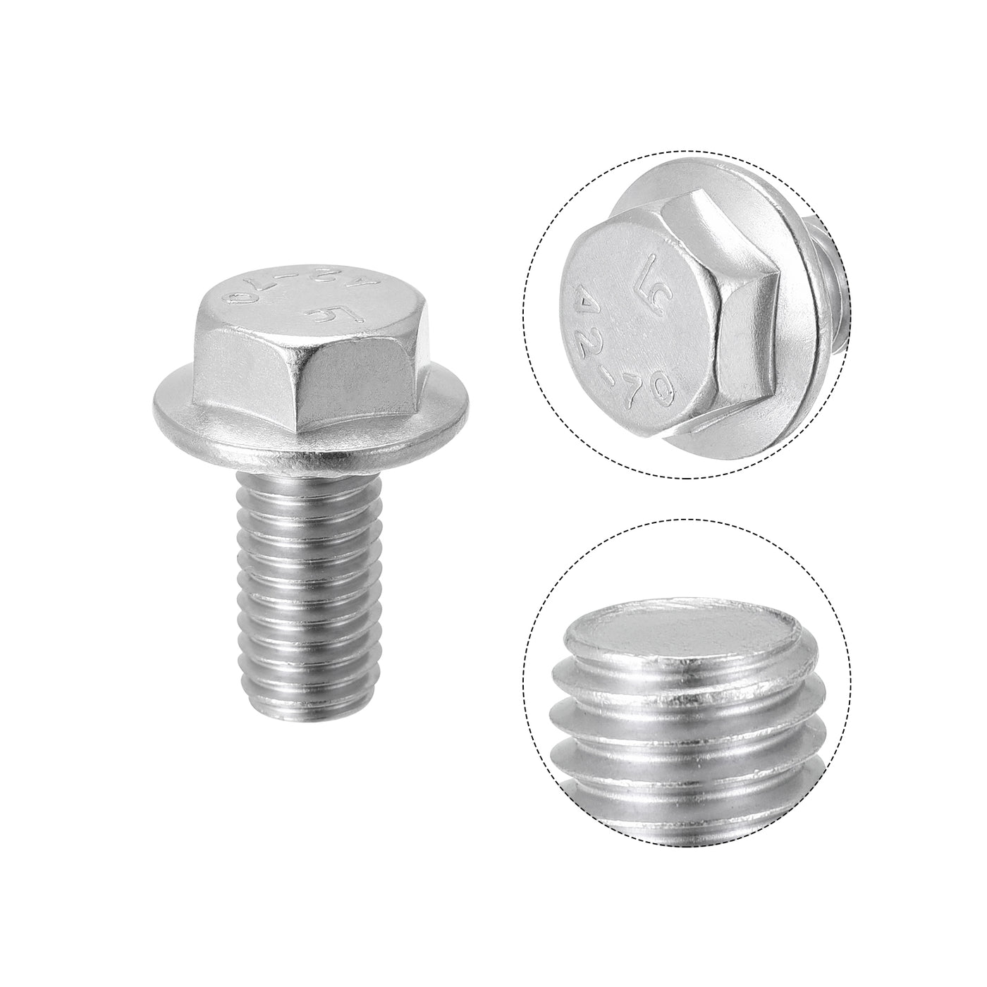Uxcell Uxcell M10x60mm Hex Serrated Flange Bolts Screws Metric Thread 304 Stainless Steel 6pcs