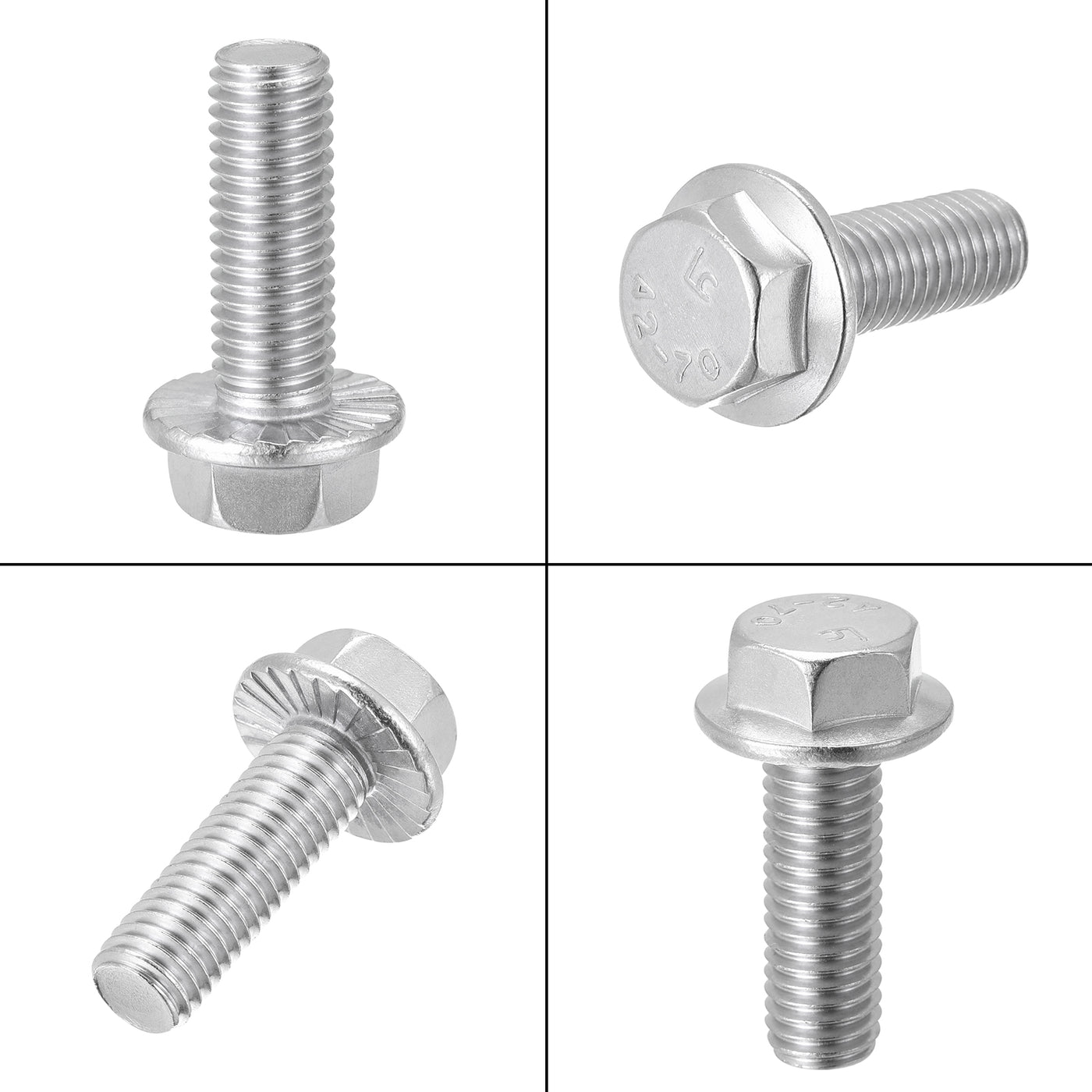 uxcell Uxcell Hex Serrated Flange Bolts Screws Metric Thread 304 Stainless Steel