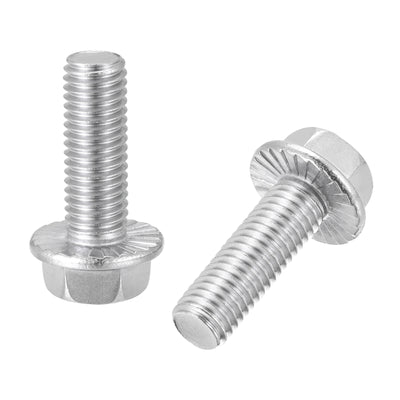 Harfington Uxcell M10x60mm Hex Serrated Flange Bolts Screws Metric Thread 304 Stainless Steel 6pcs