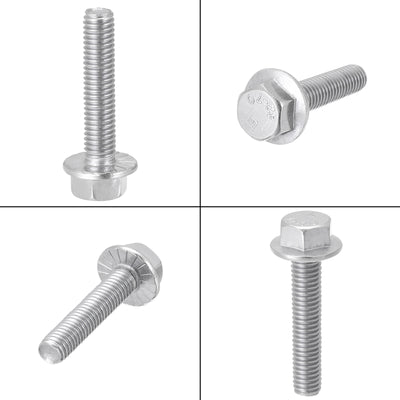 Harfington Uxcell Hex Serrated Flange Bolts, Metric Thread 304 Stainless Steel Screws