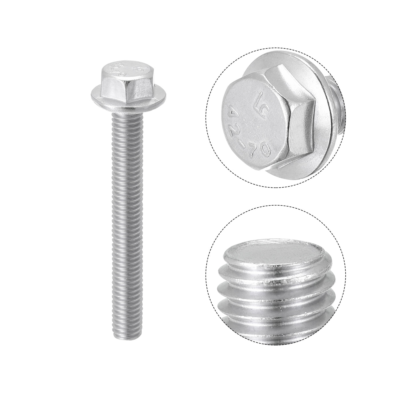 uxcell Uxcell Hex Serrated Flange Bolts, Metric Thread 304 Stainless Steel Screws