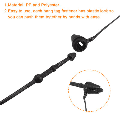 Harfington Snap Lock Pins Loop Price Tag Fastener Plastic Tags Ties black 3 inch 1000pcs