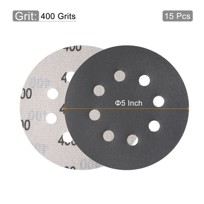 Harfington Uxcell 5 Inch 60 Grit 8 Hole Sanding Discs Wet/Dry Silicon Carbide Sandpaper 15 Pcs