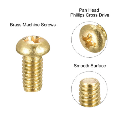 Harfington Uxcell Brass Machine Screw, Phillips Pan Head Fastener Bolts for Furniture, Office Equipment, Electronics