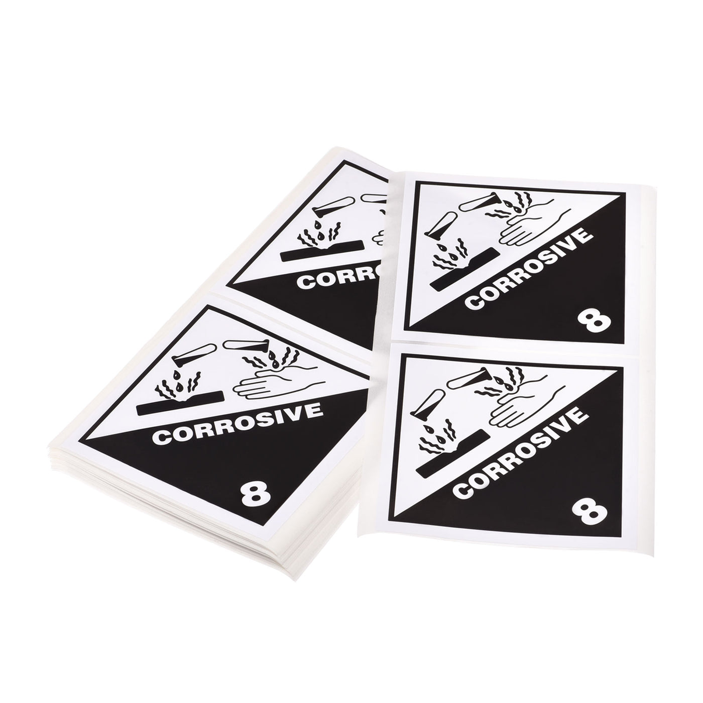 Harfington Adhesive Vinyl Hazard Class 8 with Graphic Shipping Label
