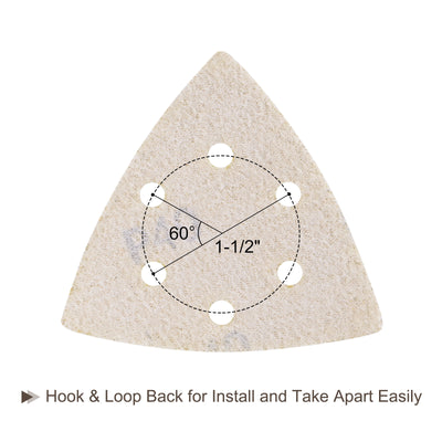Harfington Uxcell 3-1/8" 80mm Triangle Sandpaper Pads 60 Grits 6-Hole Hook and Loop Backed 6pcs
