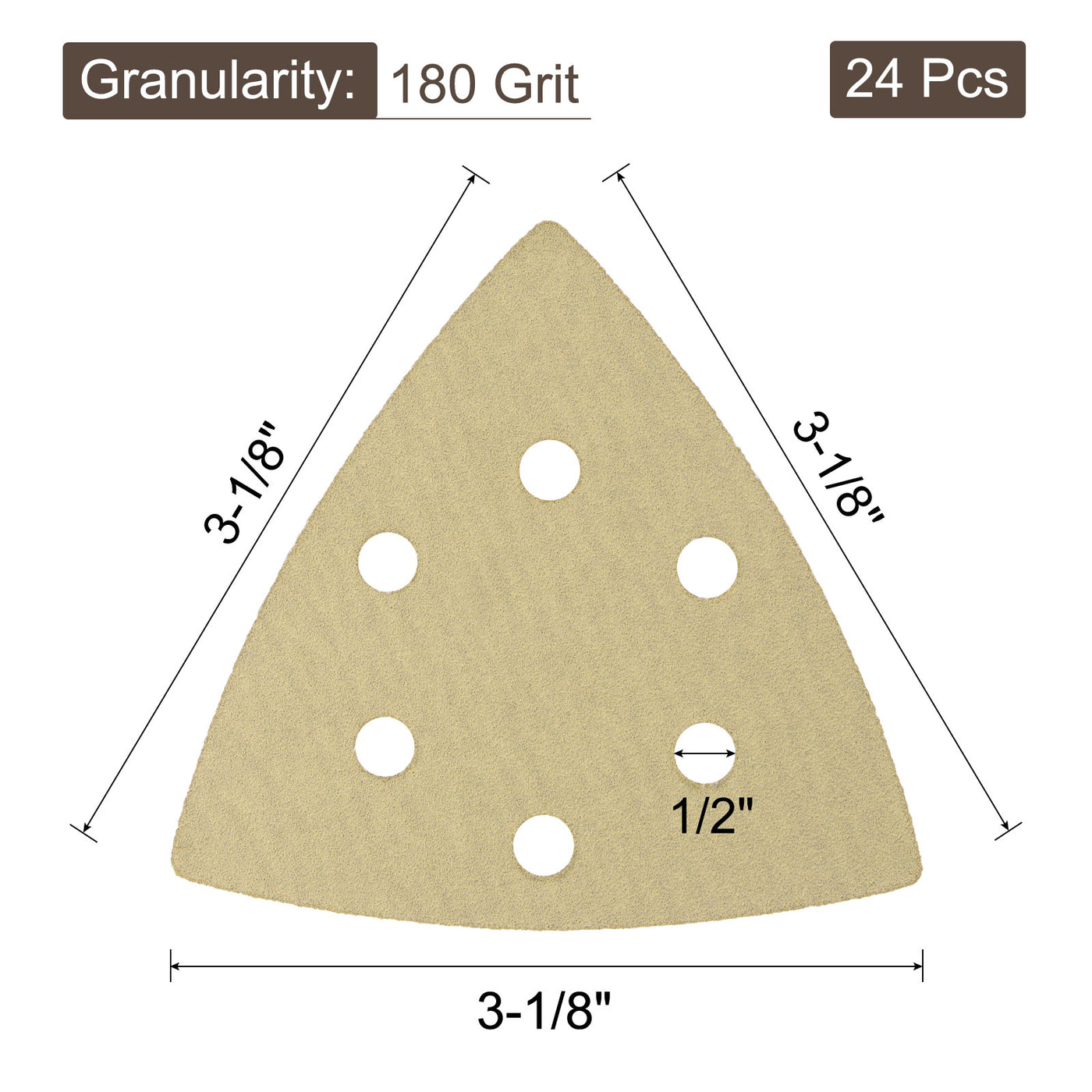 Uxcell Uxcell 3-1/8" 80mm Triangle Sandpaper Pads 800 Grits 6-Hole Hook and Loop Backed 24pcs