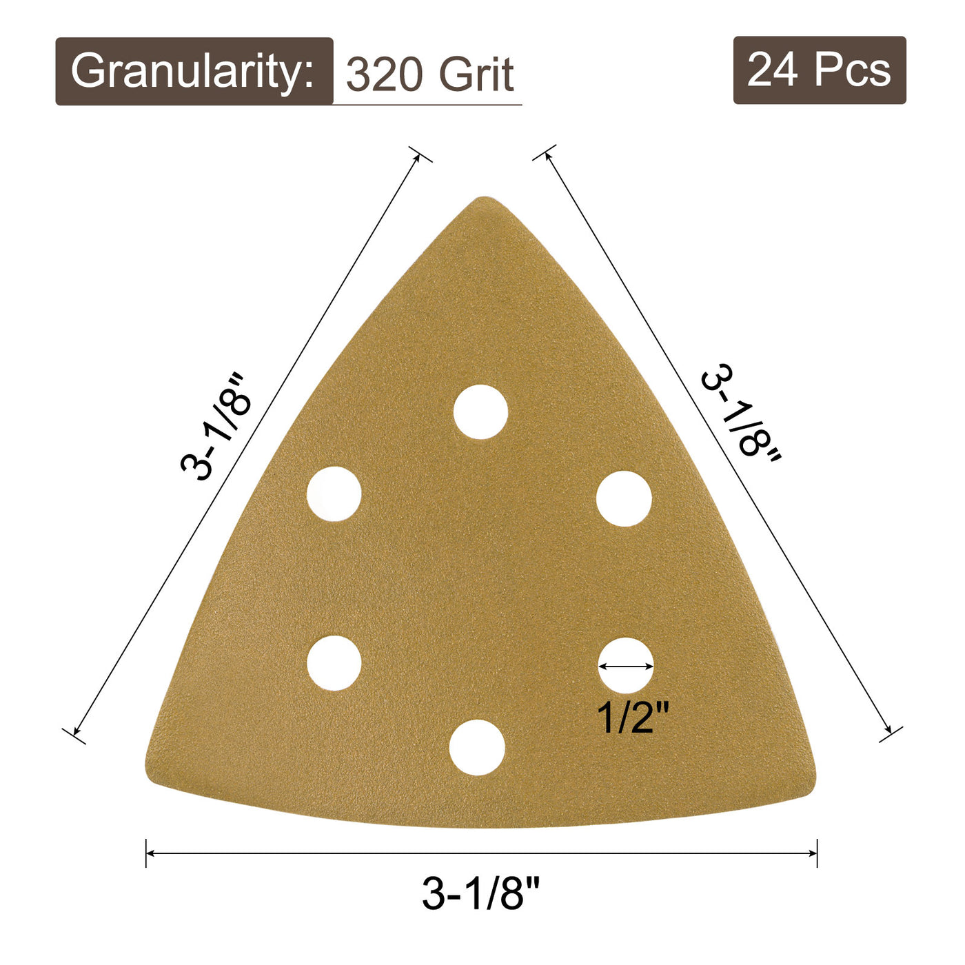 Uxcell Uxcell 3-1/8" 80mm Triangle Sandpaper Pads 800 Grits 6-Hole Hook and Loop Backed 24pcs