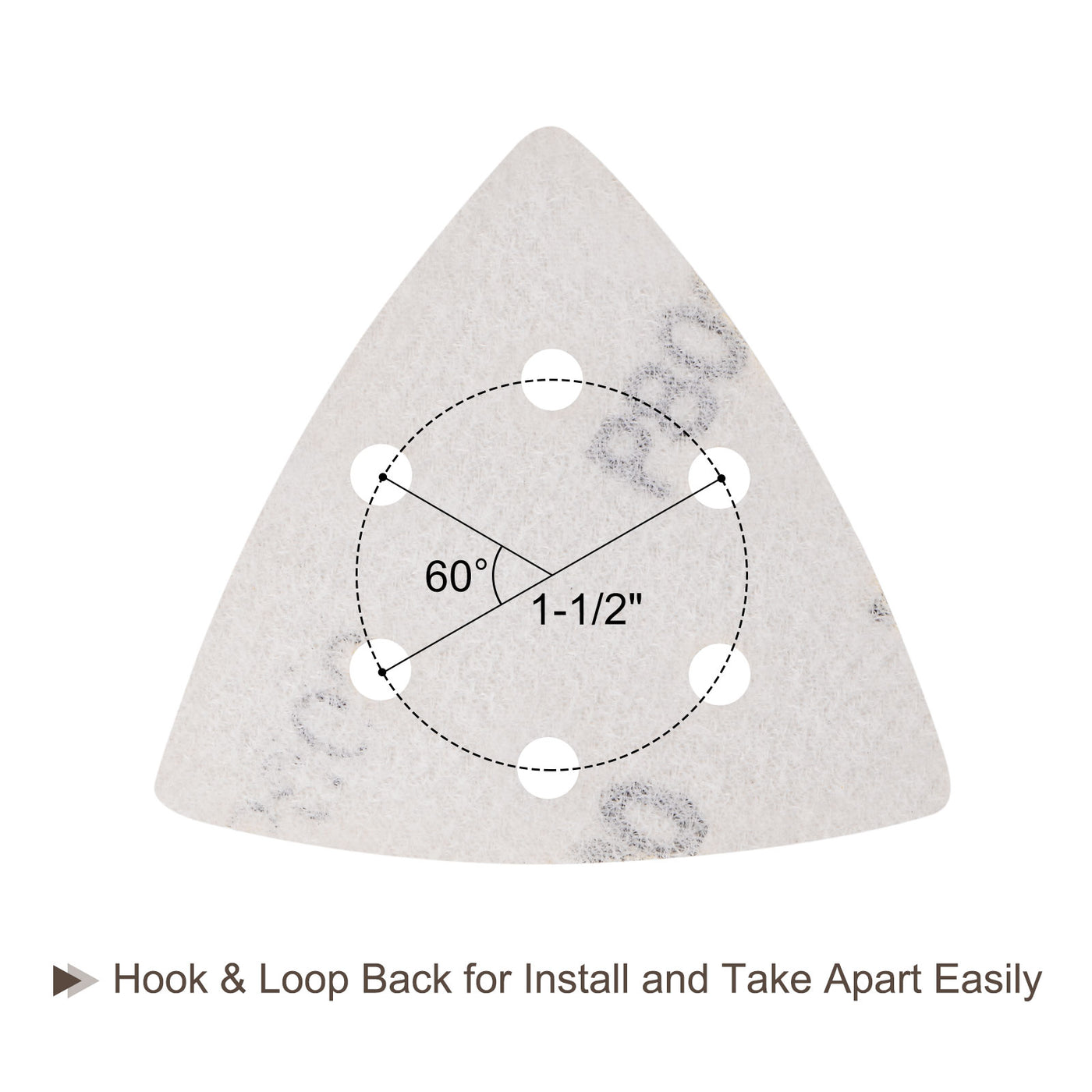 Uxcell Uxcell 3-1/8" 80mm Triangle Sandpaper Pads 60 Grits 6-Hole Hook and Loop Backed 6pcs
