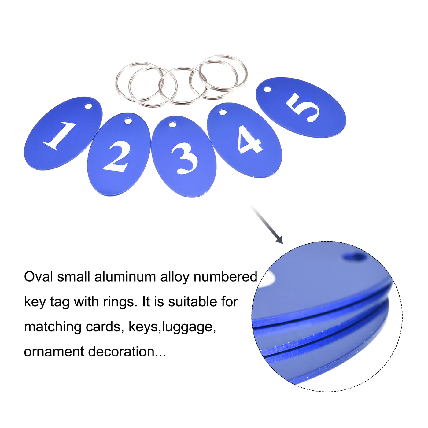Harfington Metal Number Tags Key Tag with Ring, Numbered Oval ID Tag for Decoration