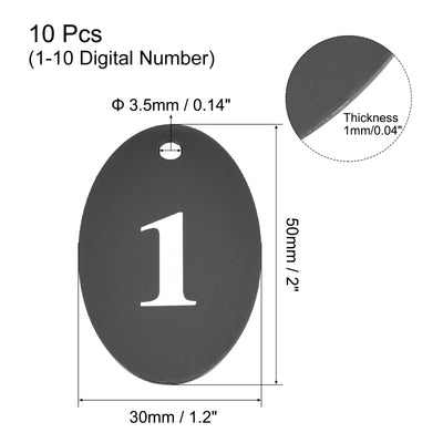 Harfington Metal Number Tags Key Tag with Ring, Numbered Oval ID Tag for Coding, Decoration