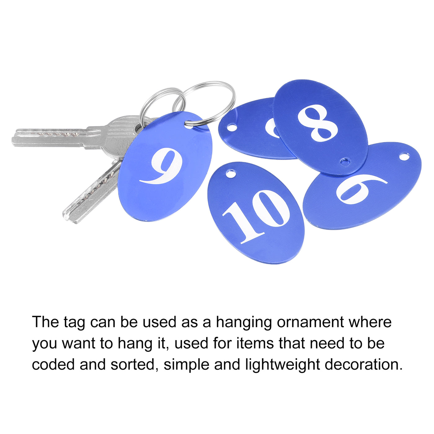Harfington Metal Number Tags Key Tag with Ring, Numbered Oval ID Tag for Coding, Decoration