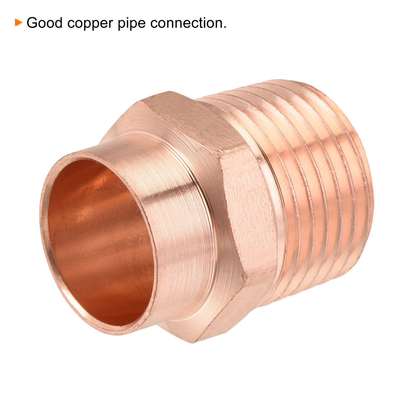 Harfington 1/2 Inch Copper Male Adapters NPT3/8 Reducing Thread Fitting