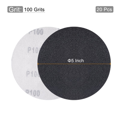 Harfington Uxcell 5 Inch Sanding Disc 80Grit Hook and Loop Silicon Carbide C-Weight Backing 20Pcs