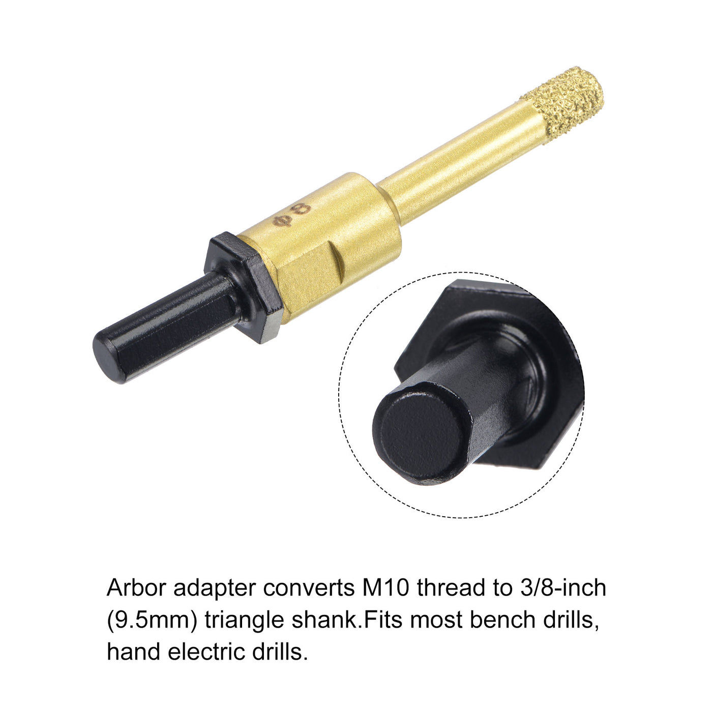 Uxcell Uxcell 8mm Brazed Diamond Core Drill Bits with M10 Arbor Adapter for Tile Marble Stone