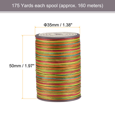 Harfington Uxcell 2pcs Thin Waxed Thread 93 Yards 0.65mm Dia Polyester Wax-Coated Cord Colorful