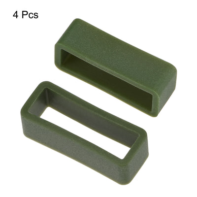 Harfington Uxcell Watch Band Strap Loops Silicone for 22mm Width Watch Band, Dark Green 4 Pcs