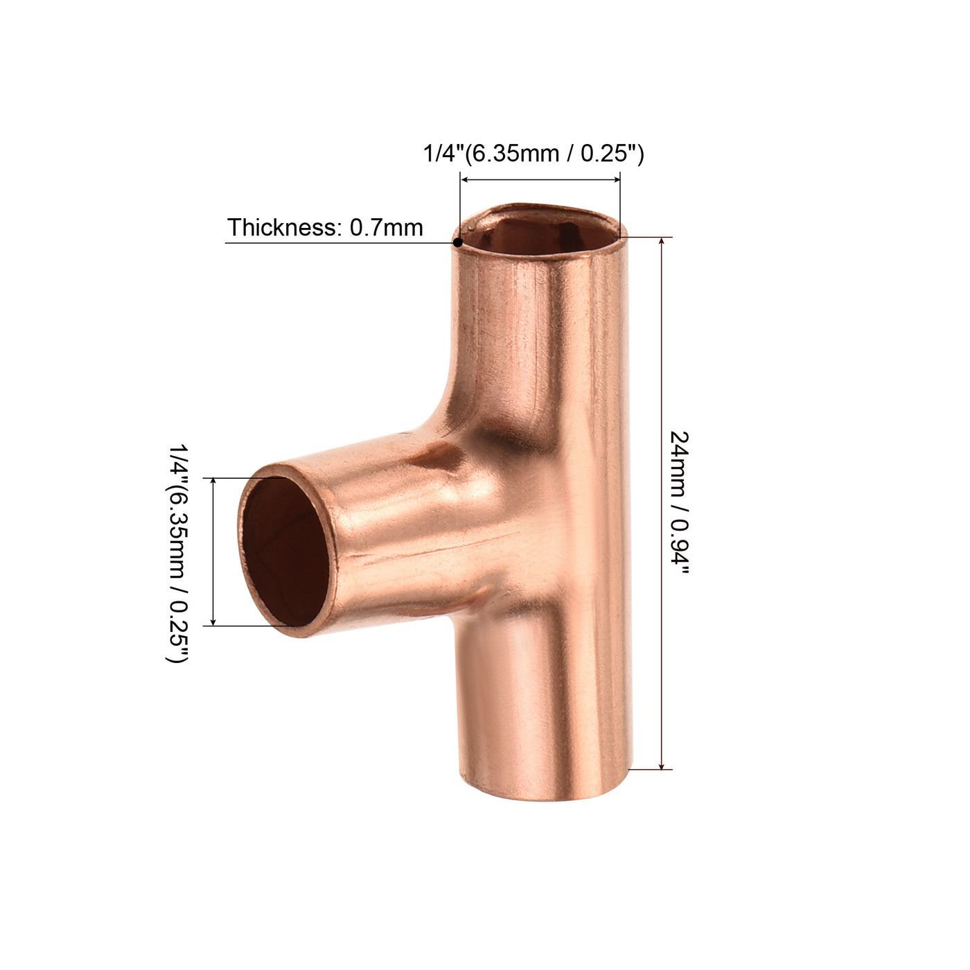 Harfington Tee Copper Fitting 3 Way Welding Joint for Air Conditioner