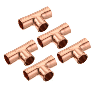 Harfington Tee Copper Fitting 3 Way Welding Joint for HVAC Air Conditioner