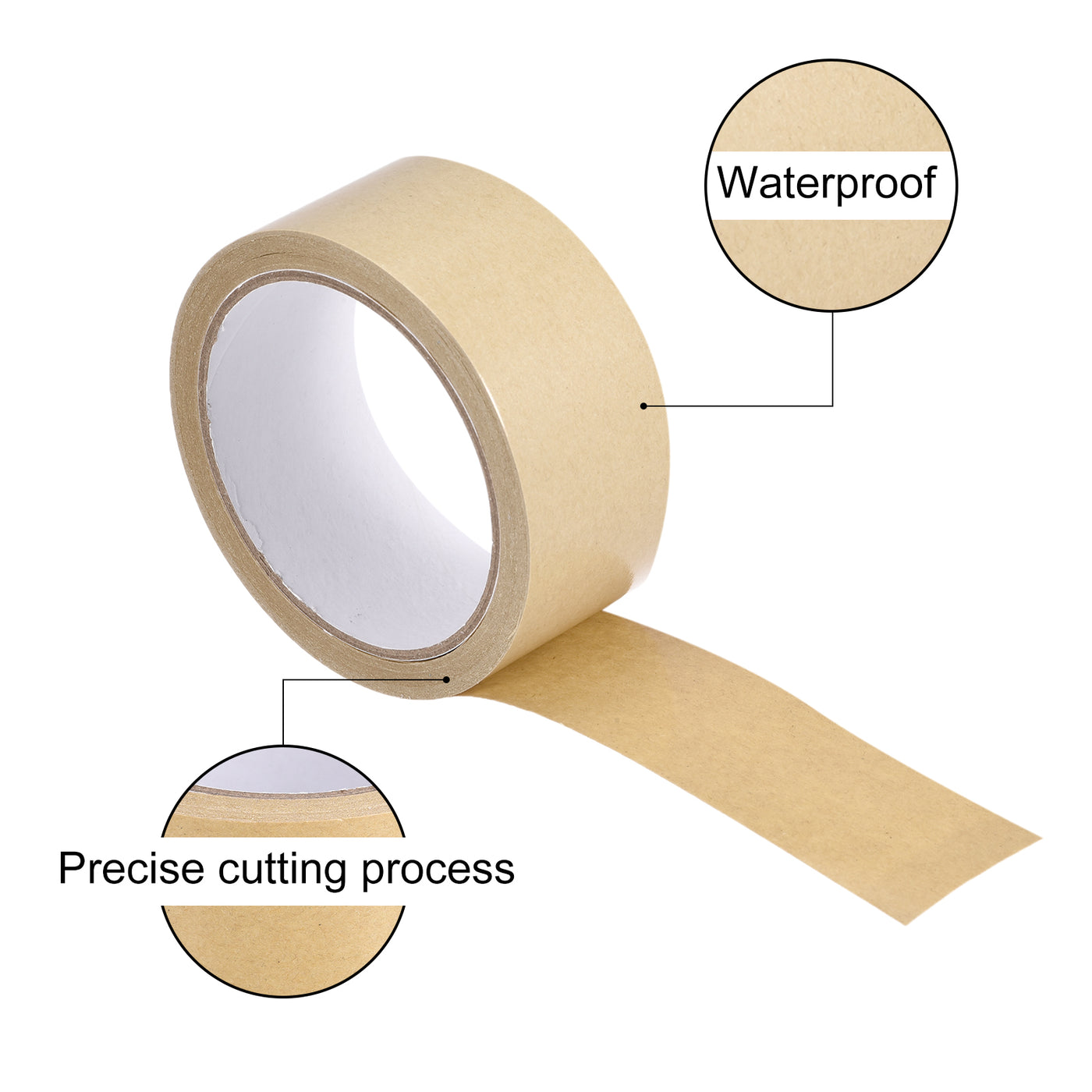 Harfington 2pcs Brown Paper Tape 22 Yards x 2 Inch Self Adhesive Packaging Tape