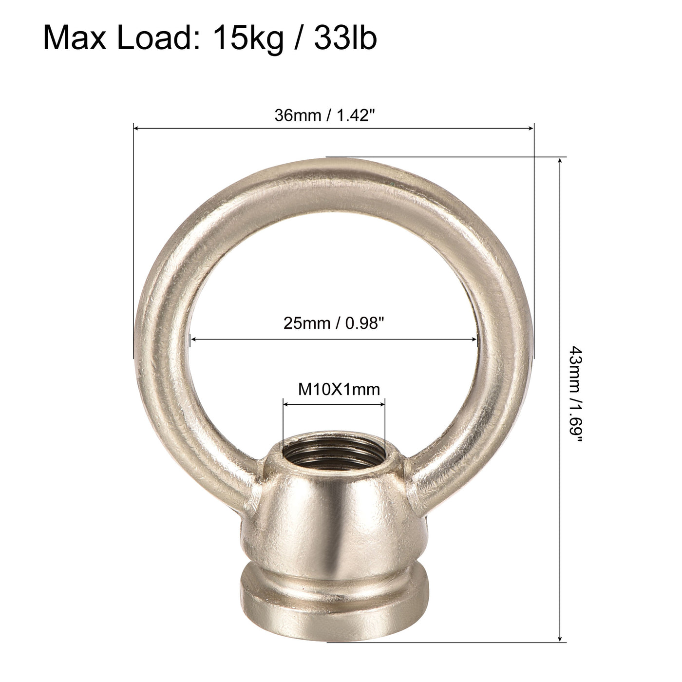 Harfington Eye Nut Max Load Thread Ring Shape Female Loop Hang Lamp Chandelier