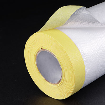 Harfington Uxcell Pre-Taped Masking Film 43.31" x 98ft with Medium-Tack Painters Tape 2Pcs